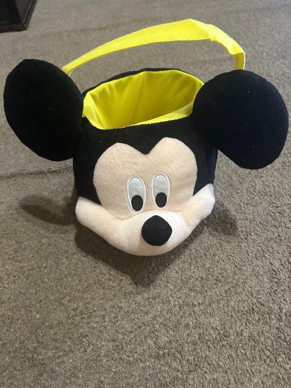 Mickey Mouse Plush Basket with Yellow Handle